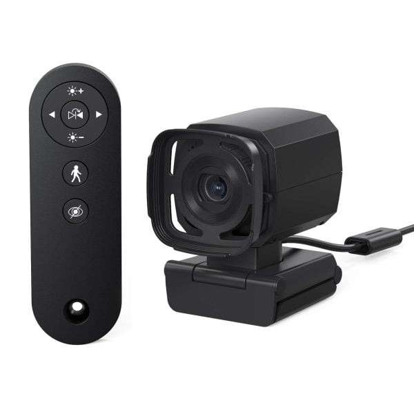 Camera Web cu urmarire inteligenta a miscarii, AI auto tracking, Full HD 1080P, Microfon cu reducere zgomot, Telecomanda, Neagra