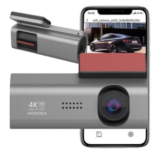 Camera de bord auto smart WiFi 4K MOGODA, Filmare 170°, Rezolutie 3840x2160 4K UHD, Night Vision, G-sensor, Procesor Sony Starvis, WDR, Aplicatie Viidure, Gri inchis