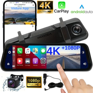 Cameră dash auto 4K cu suport Android Auto, CarPlay.