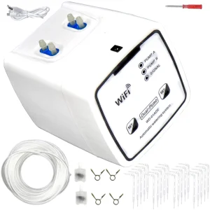 Kit de irigat la radacina plantelor, Florilor, WIFI, MOGODA®, Dispozitiv de udare automata smart, pentru 20 Ghivece, Jardinere, 2 Pompe, Programator irigare, Aplicatie IOS si Android Smart Life si eWeLink