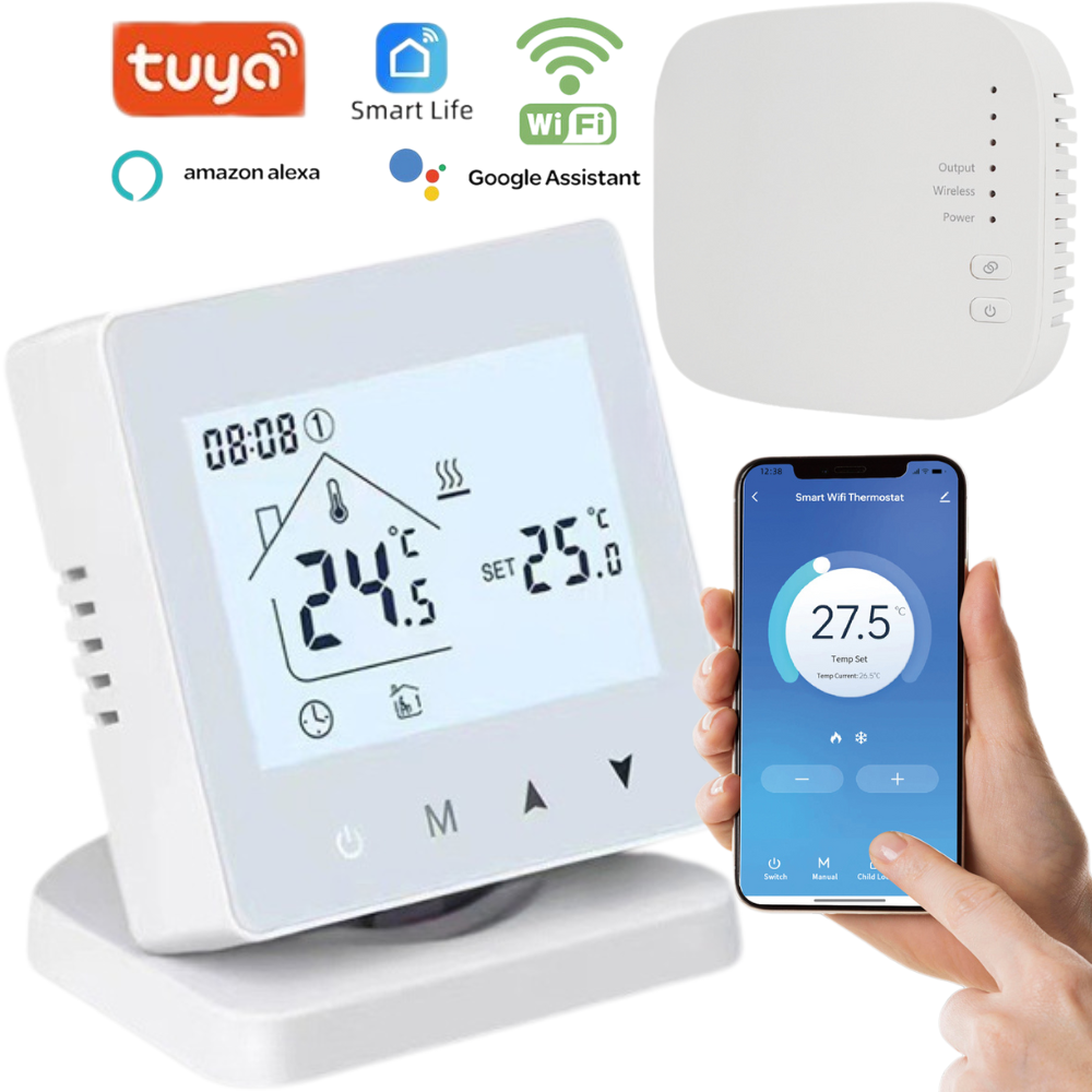 Termostat inteligent WiFi compatibil Google Assistant, Tuya.