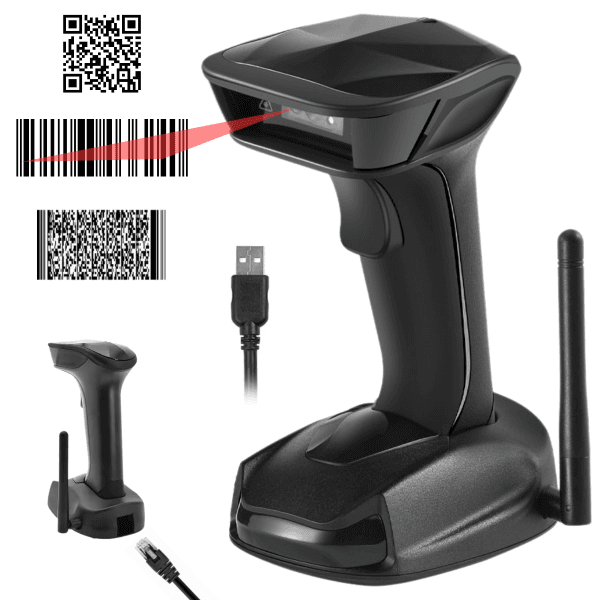 Scaner coduri de bare si QR wireless cu laser roșu