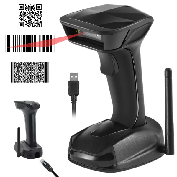 Scaner coduri de bare si QR wireless cu laser roșu