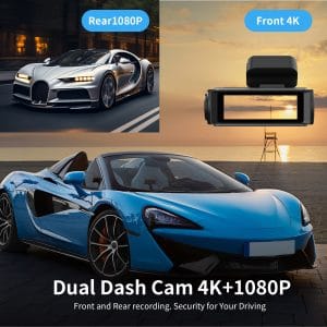 Cameră auto duală 4K și 1080P pentru securitate.