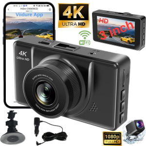 Cameră auto 4K Ultra HD, accesorii incluse