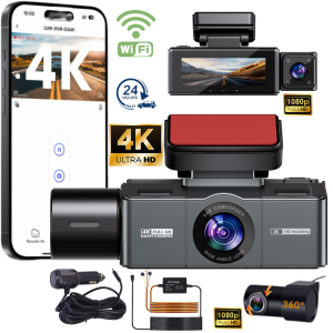Cameră auto DVR 4K Ultra HD cu WiFi.